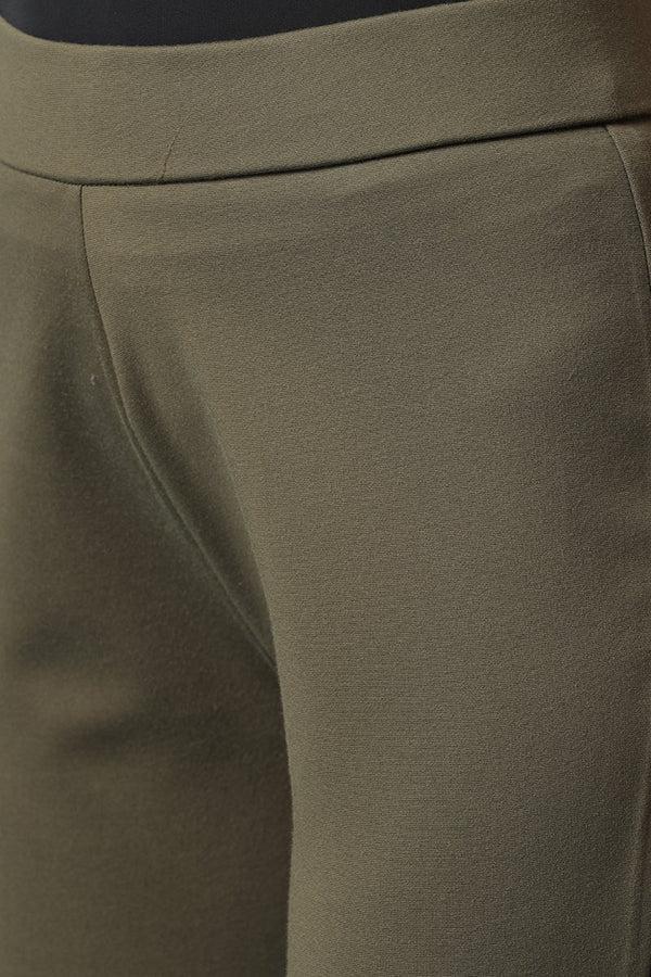 Gipsy Olive Solid Knitted Bootcut Jegging Olive