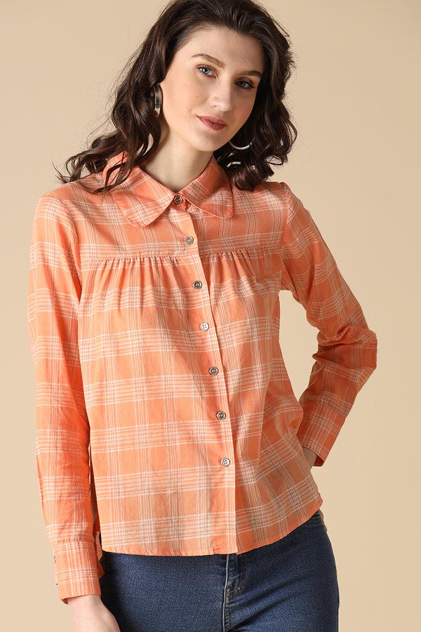 gipsy Gipsy Orange Fashion Shirt Collar Cotton Shirt Orange