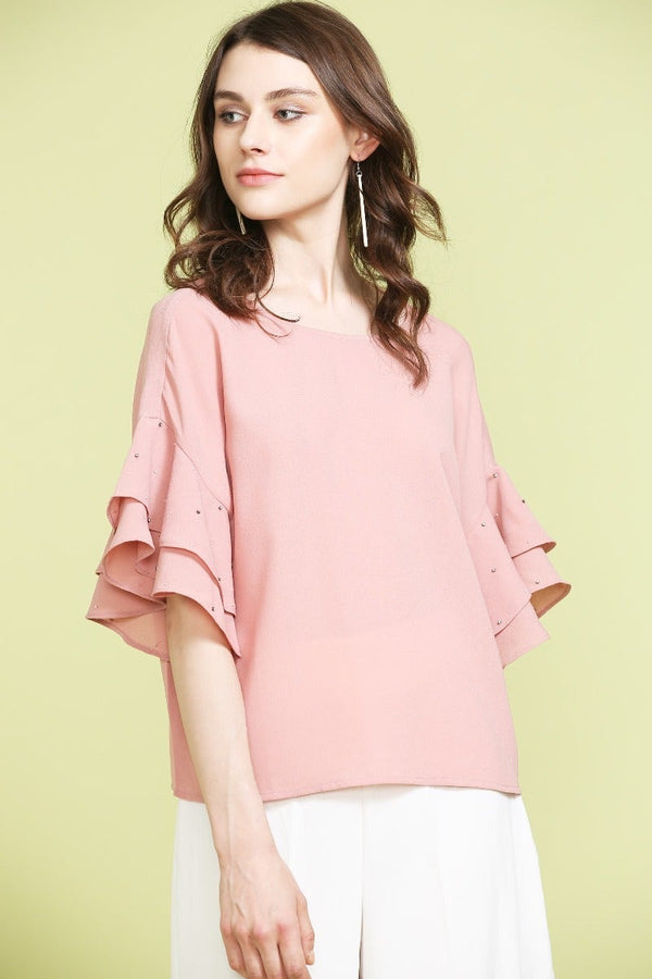 Gipsy Pastel Pink Embellished Top Blue