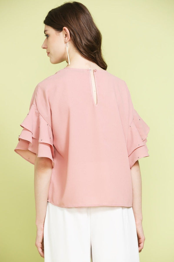 Gipsy Pastel Pink Embellished Top Blue