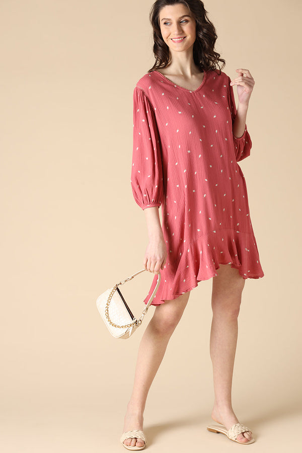 Gipsy Gipsy Peach Fashion Rayon Crepe Dresses Peach