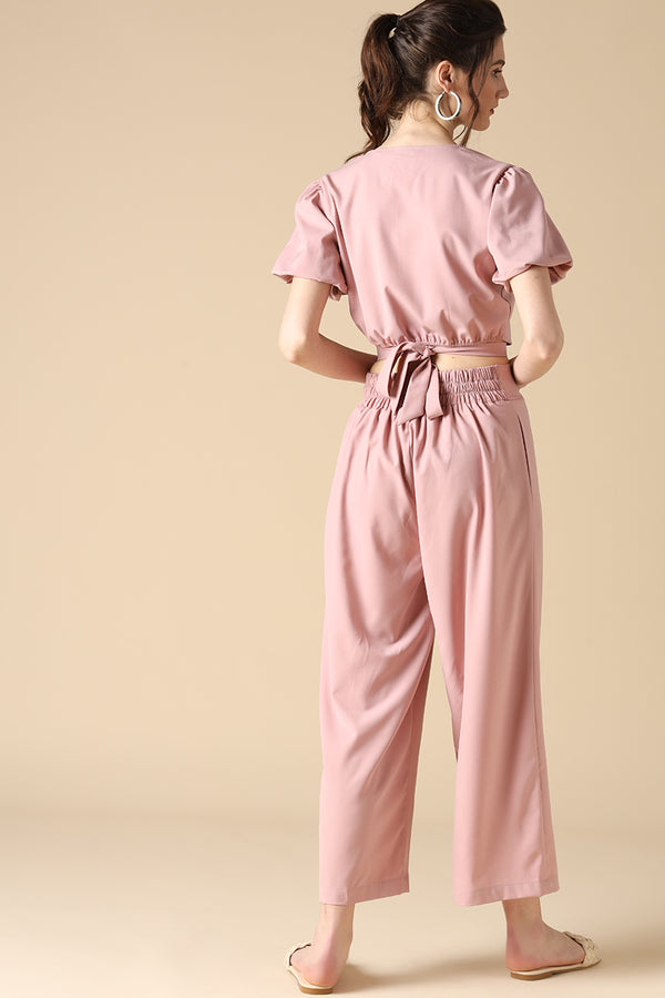 Gipsy Gipsy Pink Fashion Poly Crepe Co-ord Pant Pink