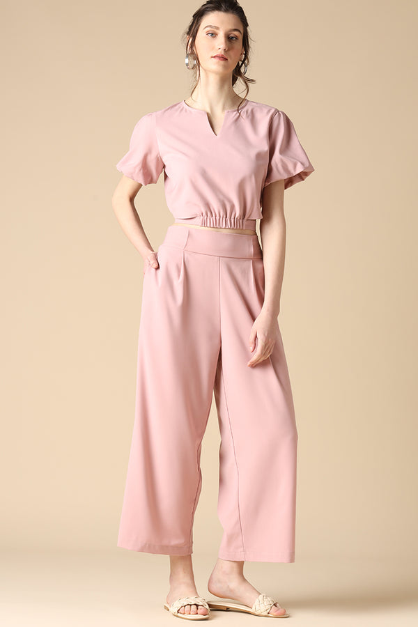 gipsy Gipsy Pink Fashion Poly Crepe Co-ord Pant Pink
