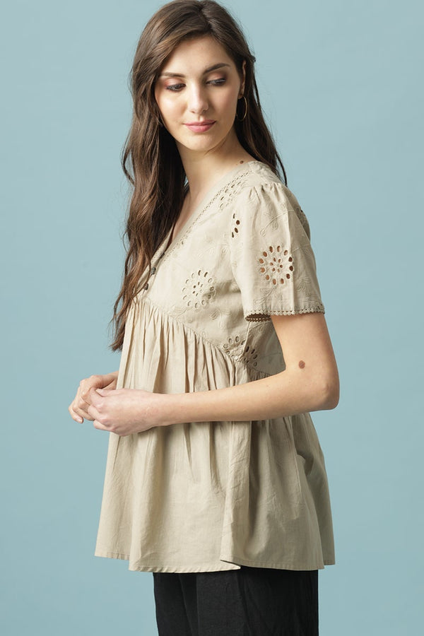 Gipsy Gipsy Pista Medium Length V- Neck Cotton Tunic Pista