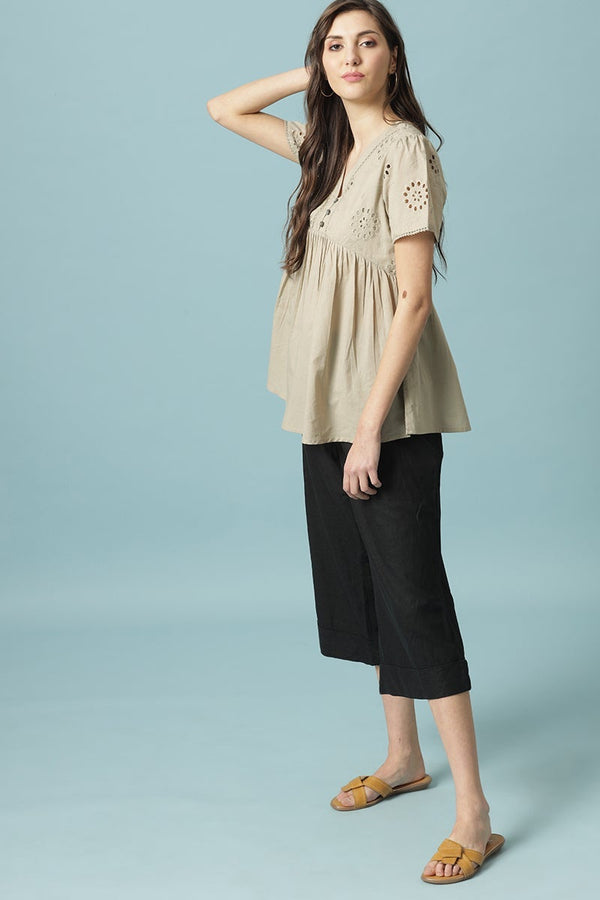 Gipsy Gipsy Pista Medium Length V- Neck Cotton Tunic Pista