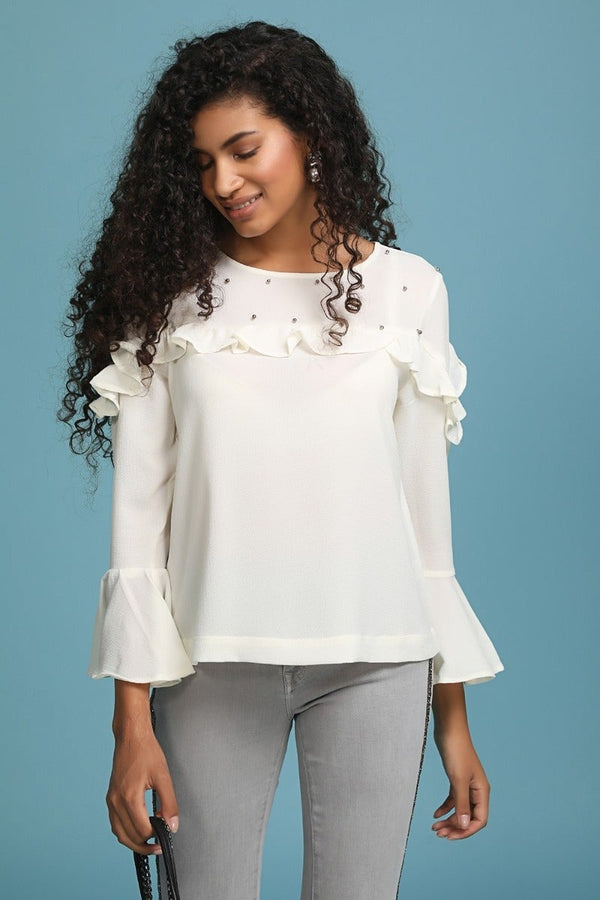 Gipsy Pure White Embellished Top White