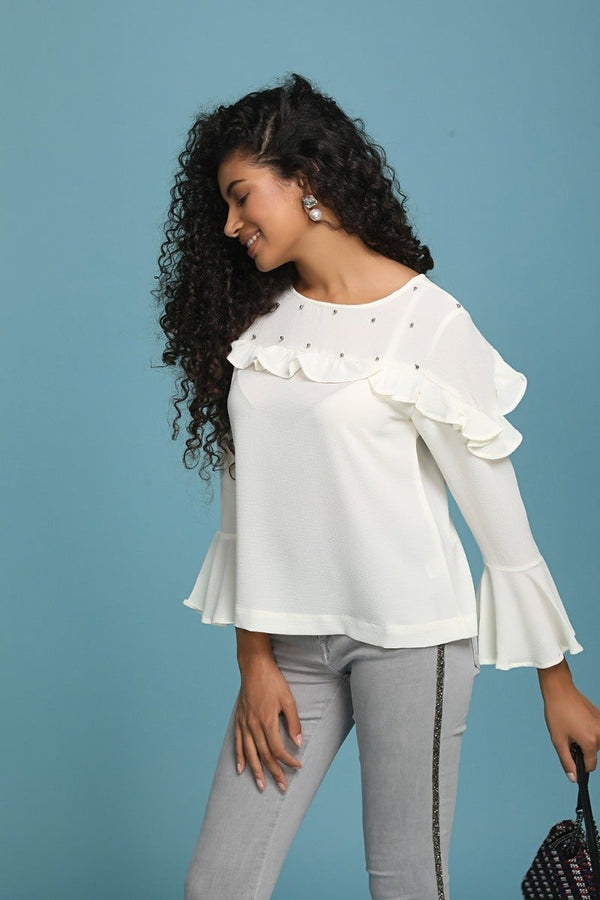 Gipsy Pure White Embellished Top White