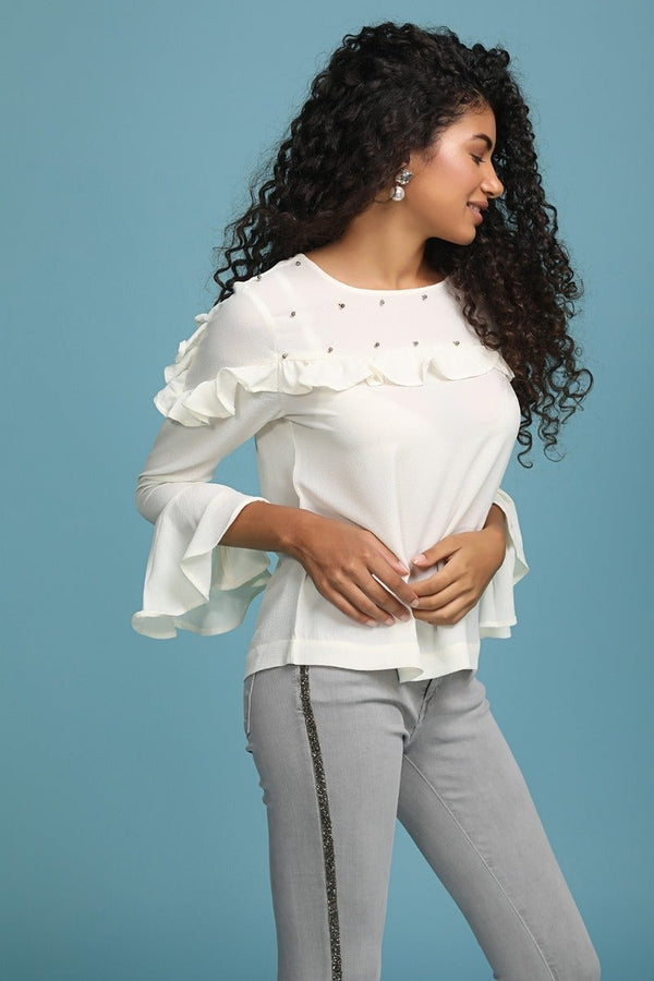 Gipsy Pure White Embellished Top White