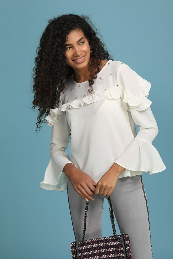 gipsy Pure White embellished top White