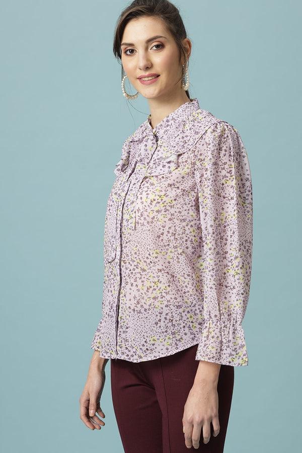 Gipsy Gipsy Purple Medium Length Round Neck Polyester Tunic Purple