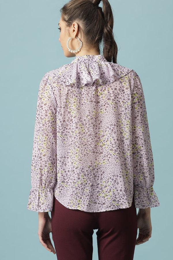 Gipsy Gipsy Purple Medium Length Round Neck Polyester Tunic Purple