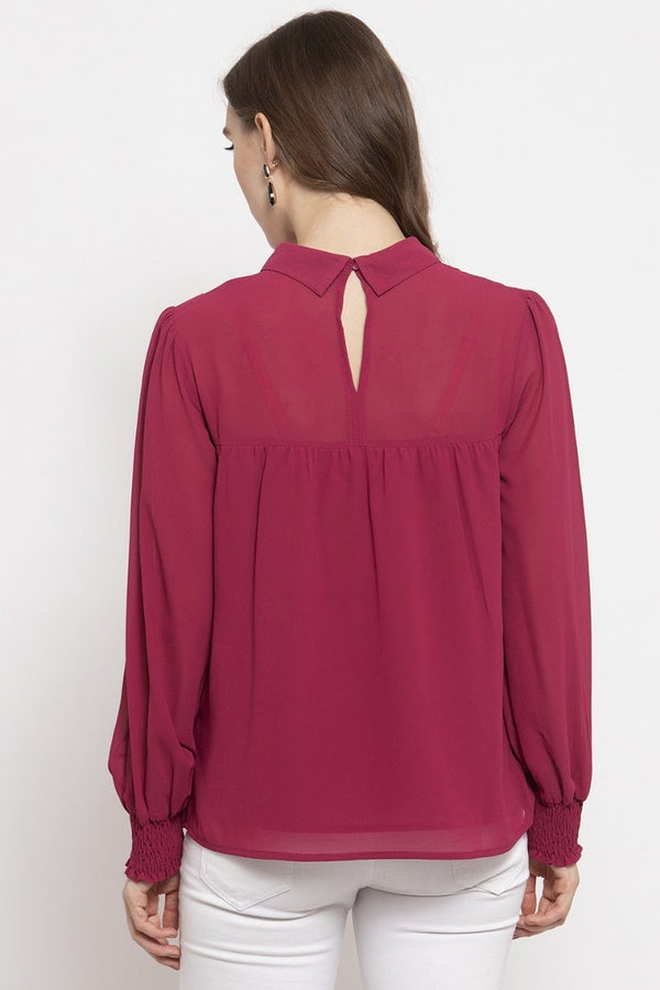 Gipsy Gipsy Rasberry Embellished Georgette Top Pink