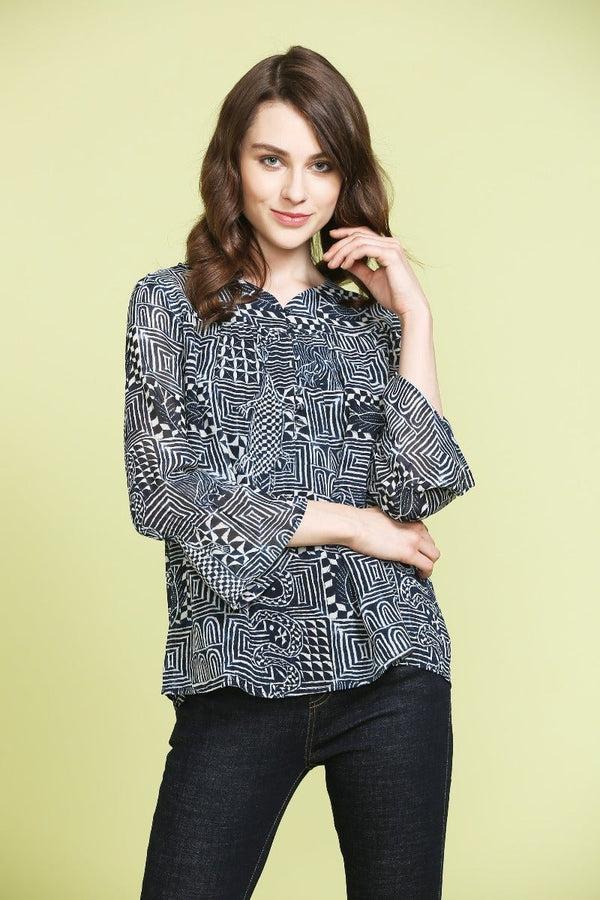 Gipsy Reflective Printed Top Indigo