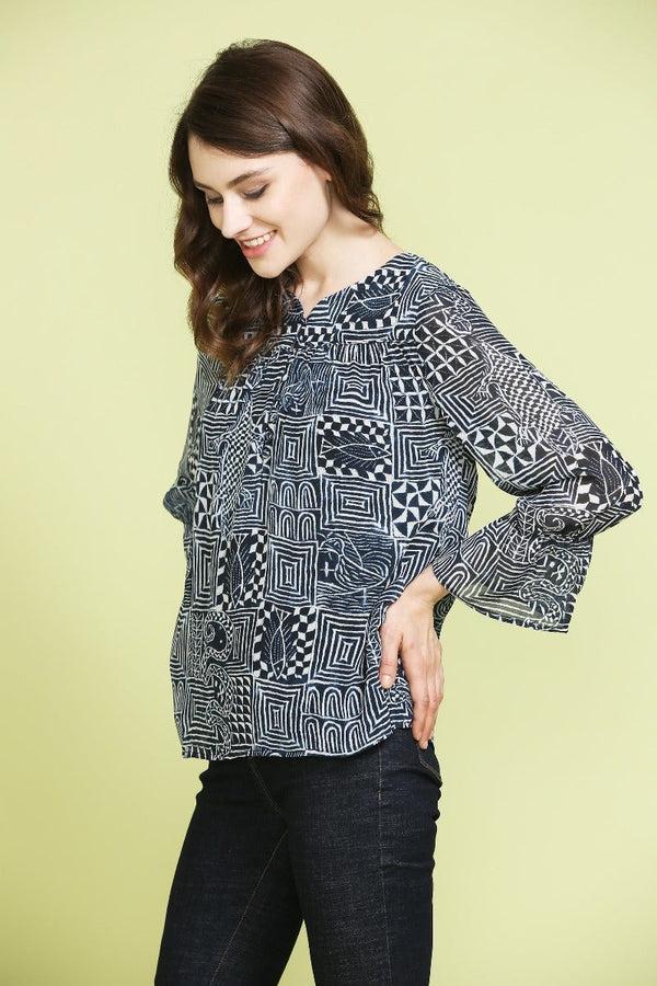 Gipsy Reflective Printed Top Indigo