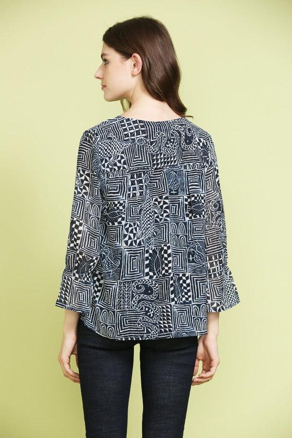 Gipsy Reflective Printed Top Indigo