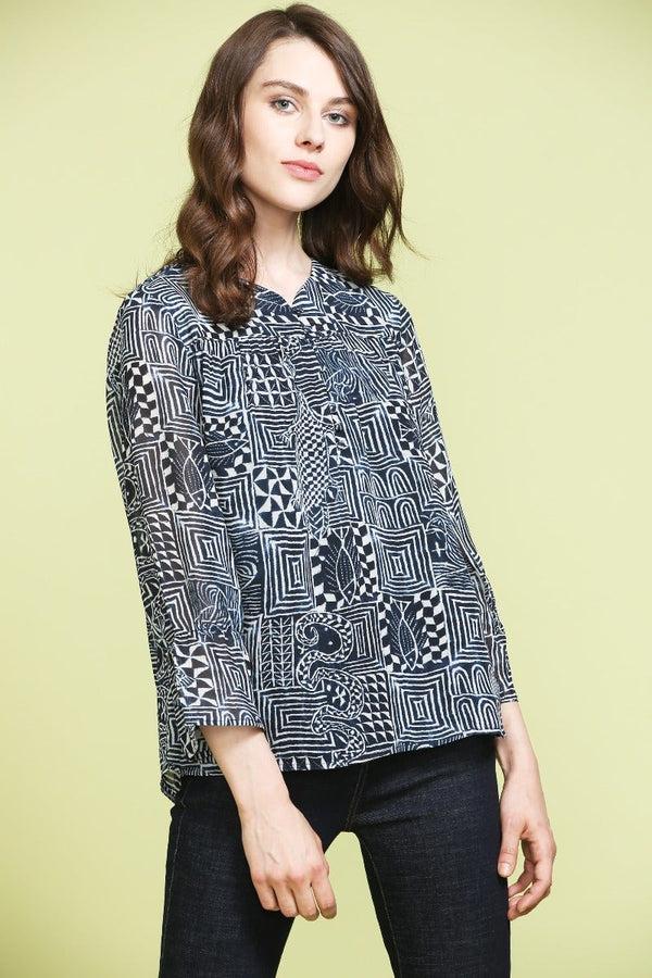 gipsy Reflective Printed Top Indigo