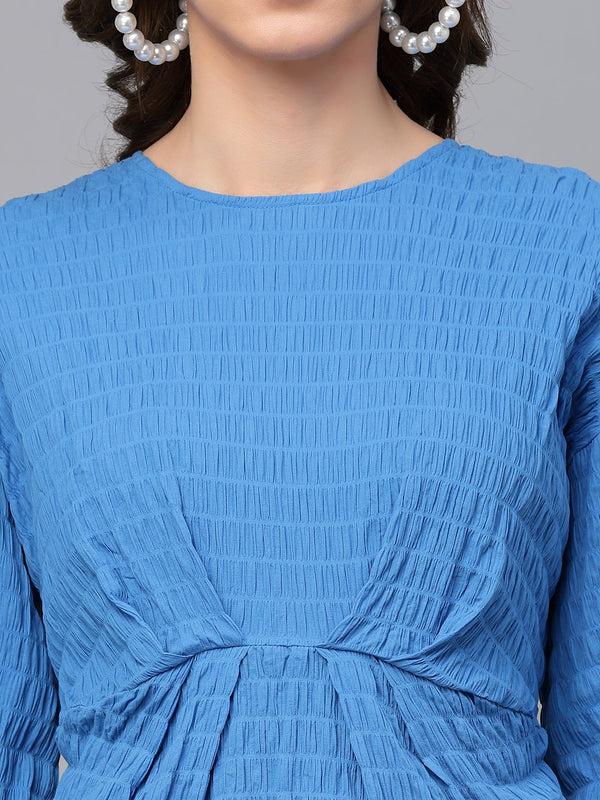 Gipsy Gipsy Royal Blue Textured Cotton Blouse Royal Blue