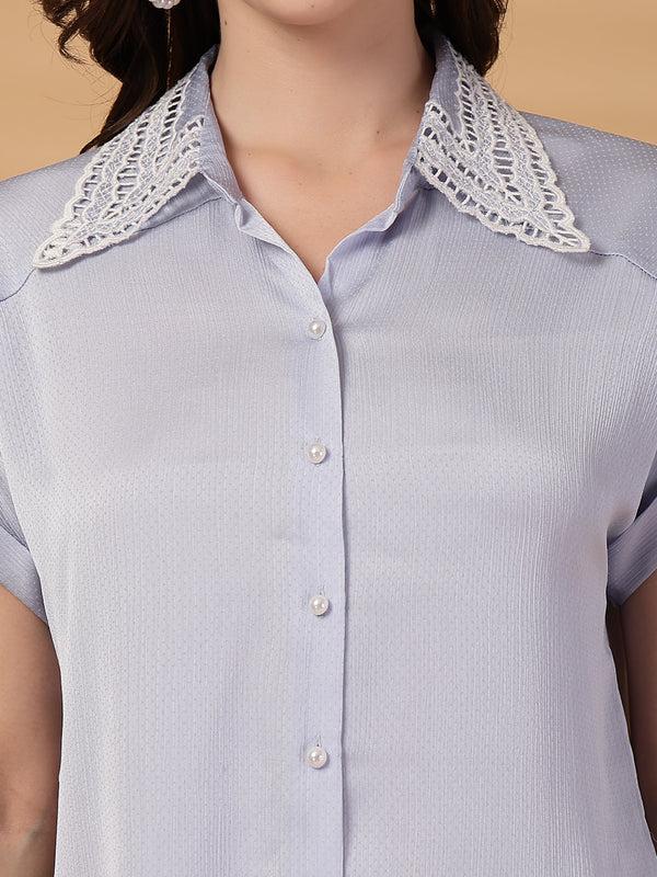 Gipsy Gipsy Sky Blue Dolman Sleeves Classic Fit Blouse