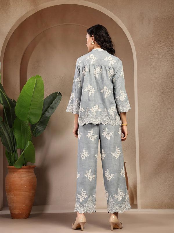 Gipsy Gipsy Sky Blue Schiffli Cotton Cord Set Sky Blue