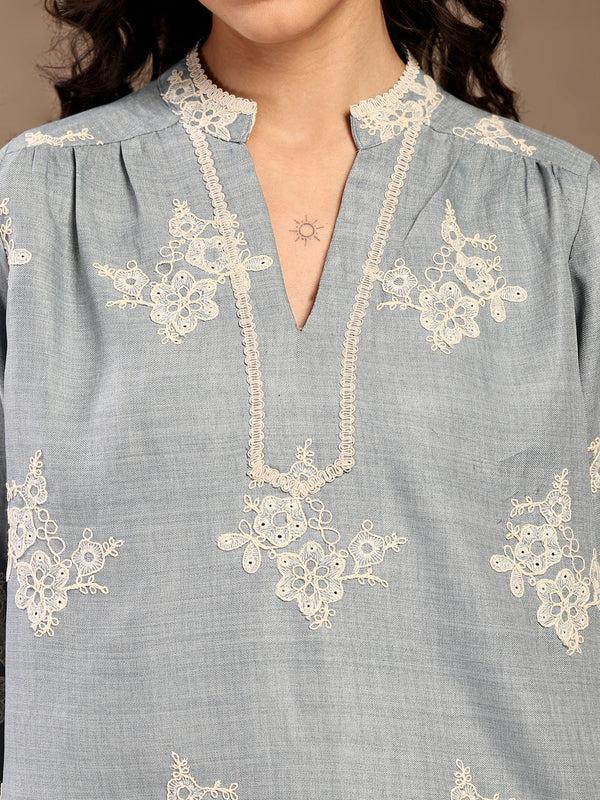 Gipsy Gipsy Sky Blue Schiffli Cotton Cord Set Sky Blue