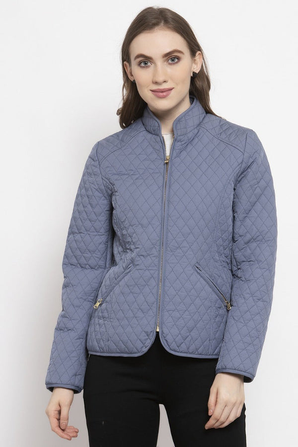 gipsy Gipsy Steel Blue Self Designed Polyester Jacket Steel