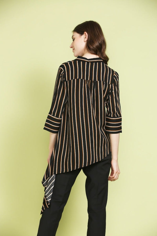 Gipsy Striped Assymetrical Shirt Black