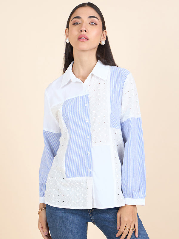 gipsy Gipsy Stylish Women Shirts Collection White & Blue