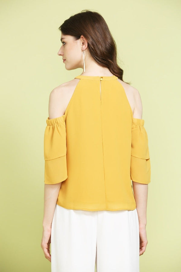 Gipsy Summer Party Cold Shoulder Top Yellow