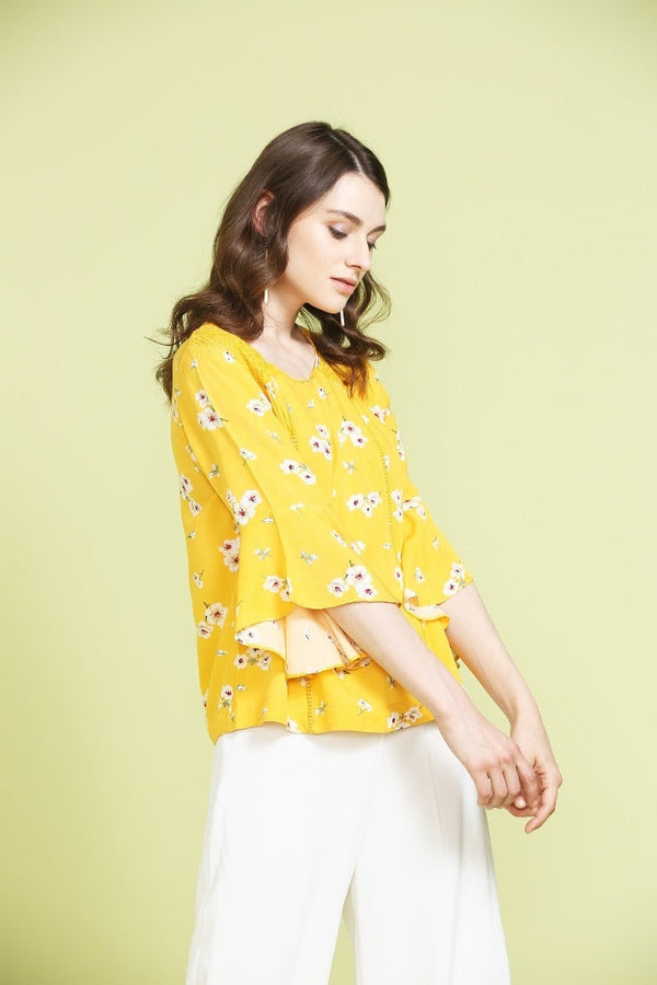 Gipsy Sunshine Yellow Printed Top Yellow