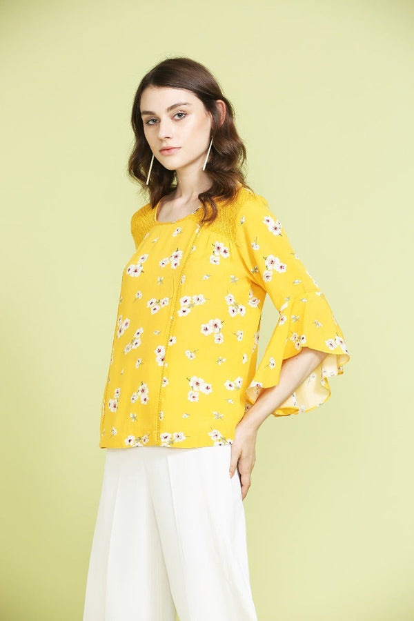 Gipsy Sunshine Yellow Printed Top Yellow