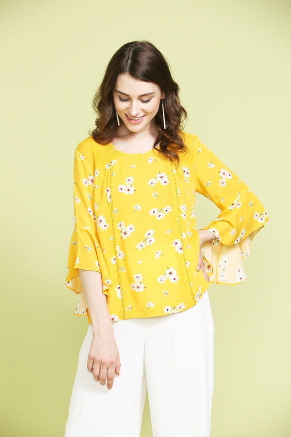 gipsy Sunshine Yellow Printed Top Yellow