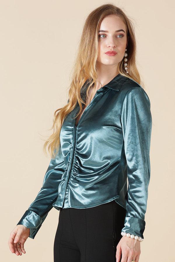 Gipsy Gipsy Turque/Green Polyester Shirt Turque/Green