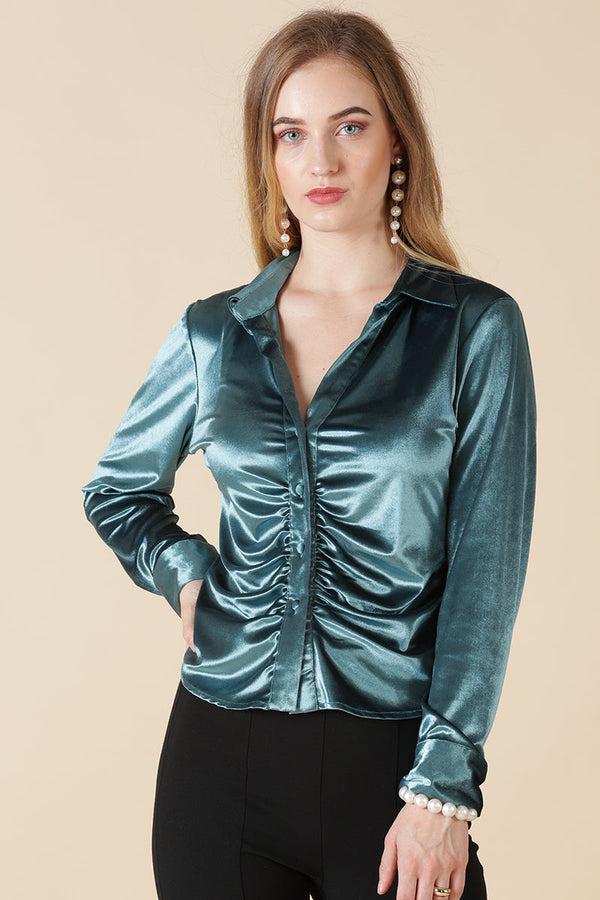 gipsy Gipsy Turque/Green Polyester Shirt Turque/Green