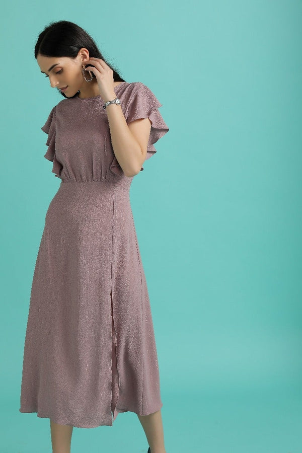 gipsy Versatile Lurex Midi Dress Steel Gray