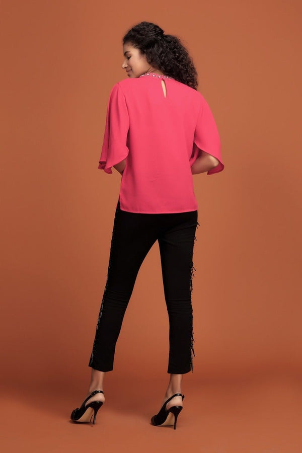 Gipsy Vivacious Red V Neck Top Red