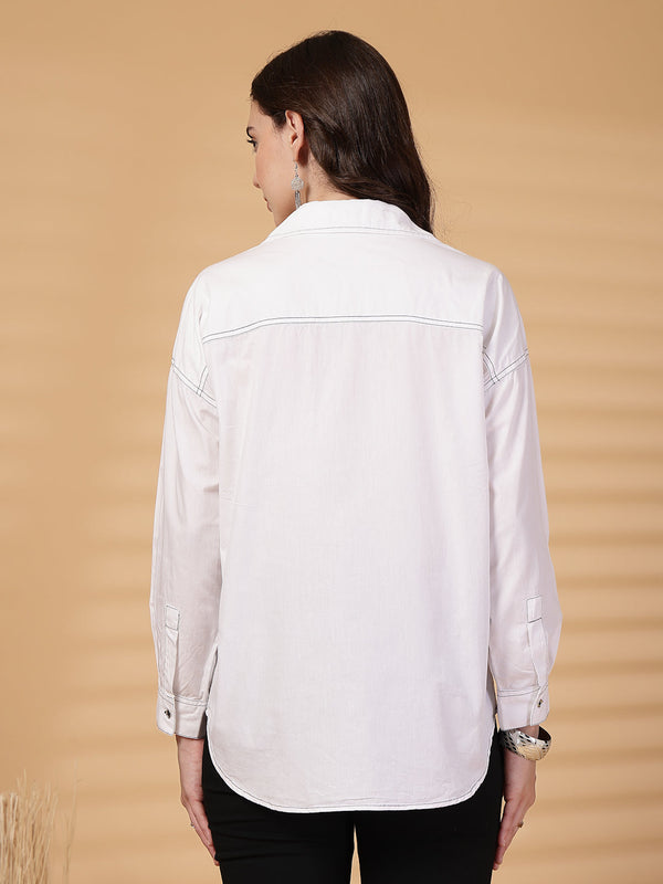 Gipsy Gipsy White Rhinestone Embellished Cotton Shirt