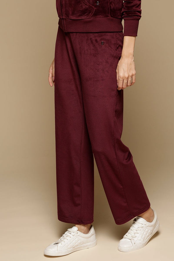Gipsy Wine Solid Polyester Mid-Rise Pant Wine
