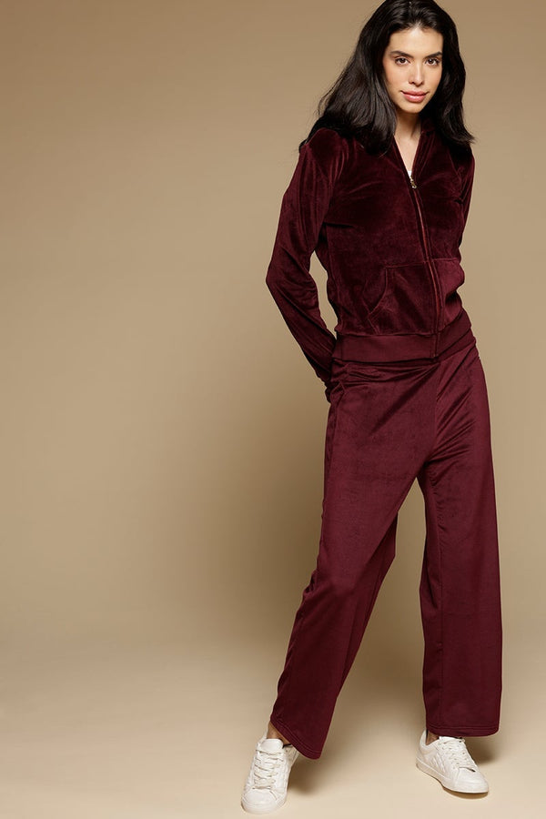 Gipsy Wine Solid Polyester Mid-Rise Pant Wine