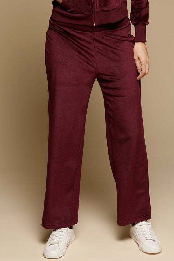 gipsy Wine Solid Polyester Mid-Rise Pant Wine