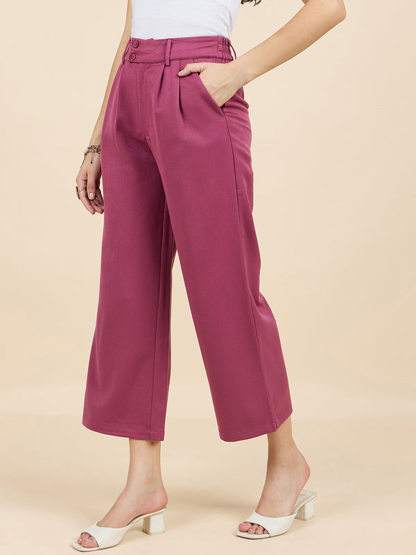 Gipsy Gipsy Woman Bottom Wear Pant Regular Fit Cotton Maroon Maroon