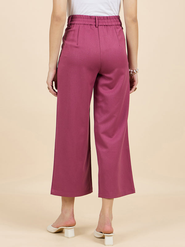 Gipsy Gipsy Woman Bottom Wear Pant Regular Fit Cotton Maroon Maroon