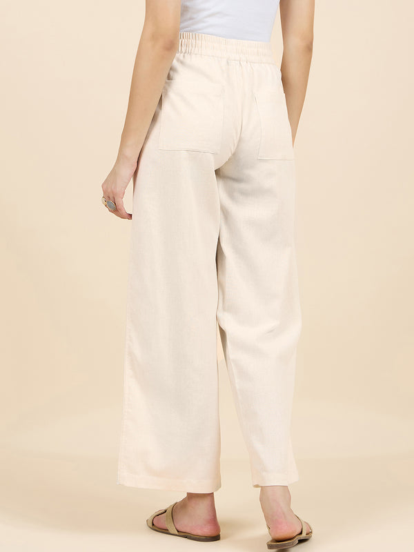 Gipsy Gipsy Woman Bottom Wear Pant Regular Fit Cotton/Poly Beige Beige