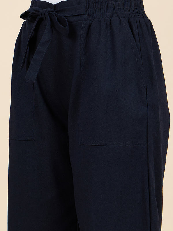 Gipsy Gipsy Woman Bottom Wear Pant Regular Fit Cotton/Poly Blue Blue