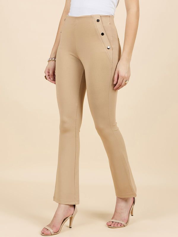 Gipsy Gipsy Woman Bottom Wear Pant Regular Fit Nr Knit Beige Beige