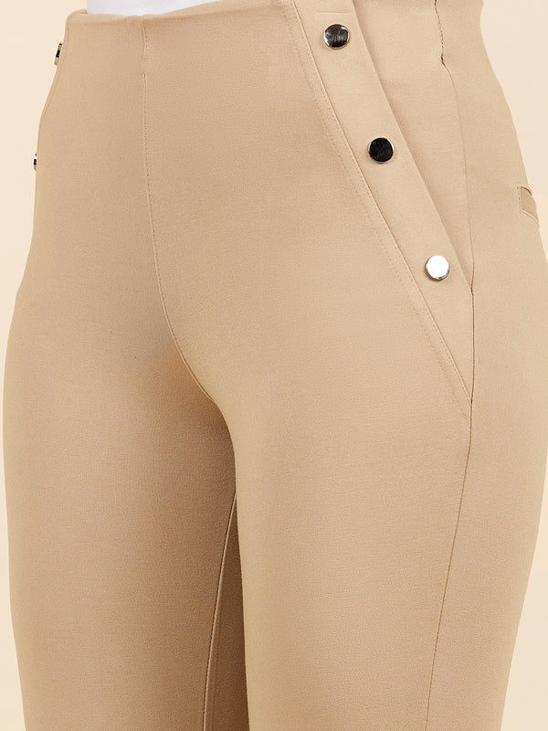 Gipsy Gipsy Woman Bottom Wear Pant Regular Fit Nr Knit Beige Beige