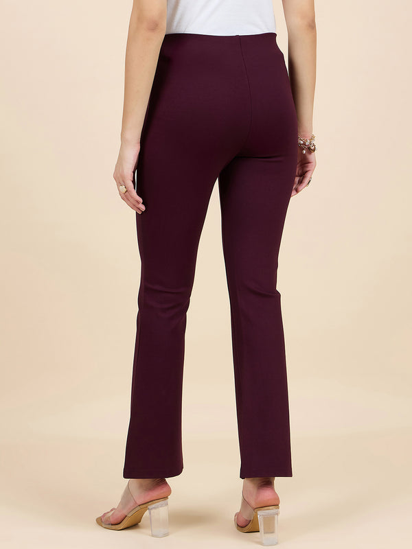 Gipsy Gipsy Woman Bottom Wear Pant Regular Fit Nr Knit Maroon Maroon