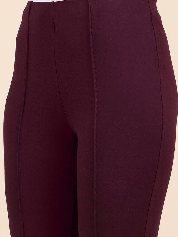 Gipsy Gipsy Woman Bottom Wear Pant Regular Fit Nr Knit Maroon Maroon