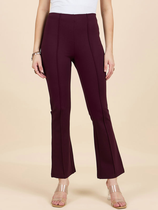 gipsy Gipsy Woman Bottom Wear Pant Regular Fit Nr Knit Maroon Maroon