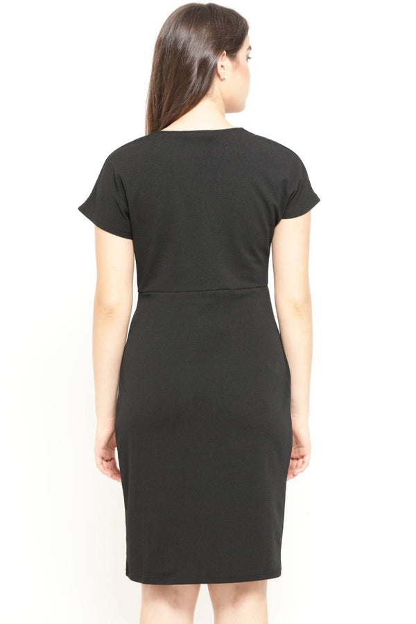 Gipsy Gipsy Women Black V Neck Half Sleeves Dress Black