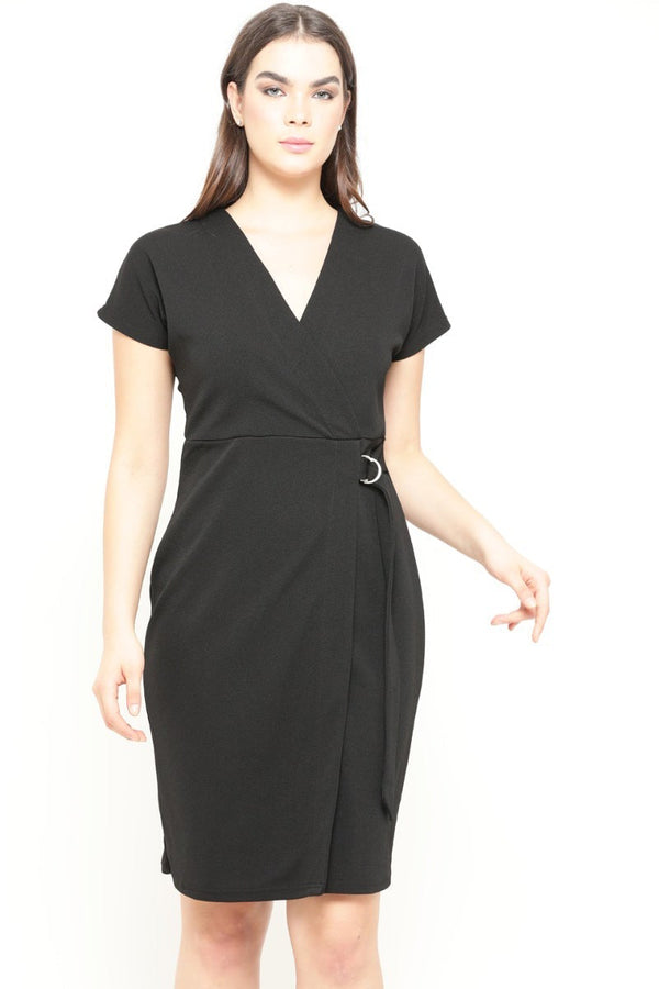 gipsy Gipsy Women Black V Neck Half Sleeves Dress Black